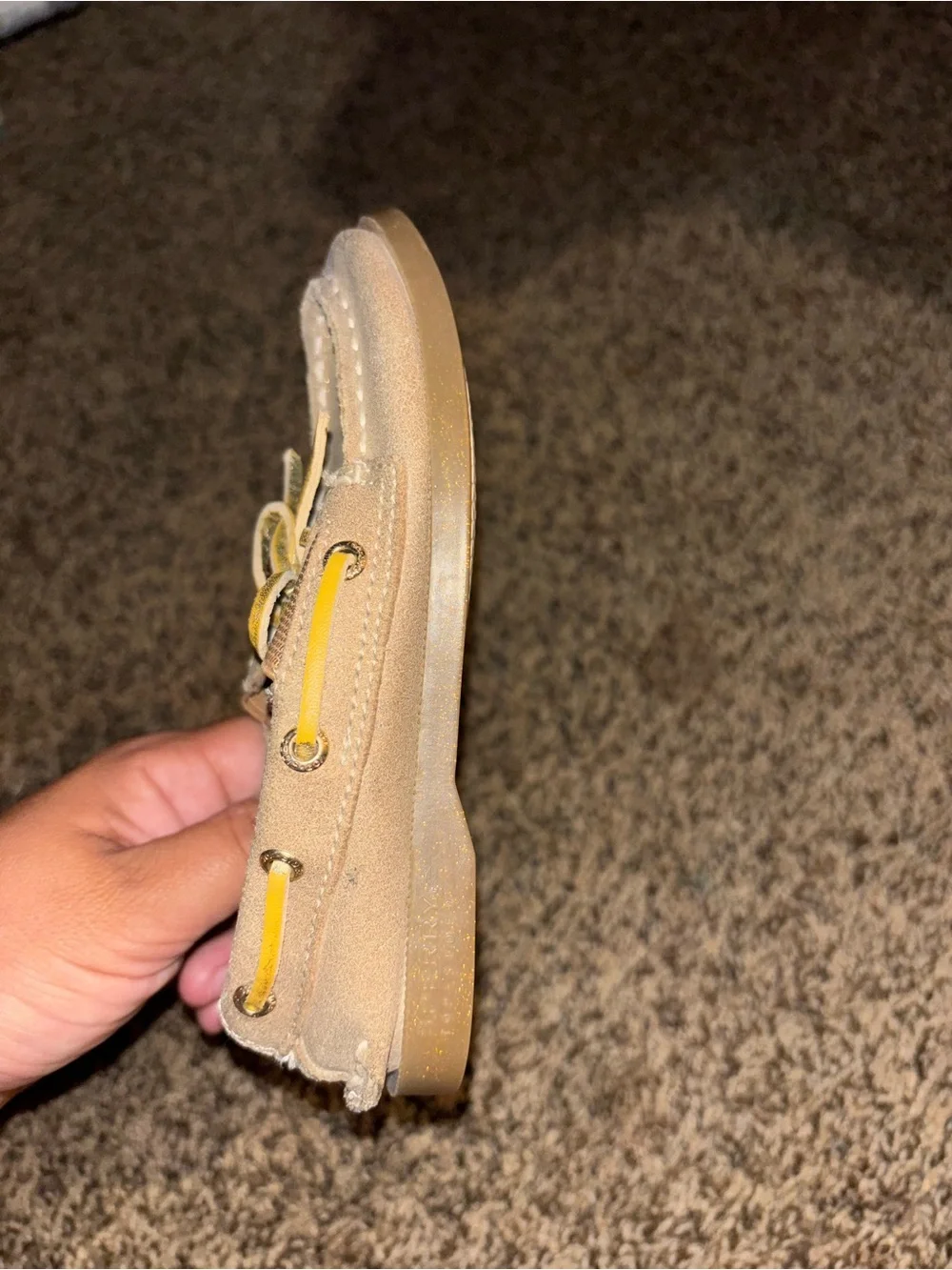 Sperry Gold-Tone Boat Shoes with Pink Insole